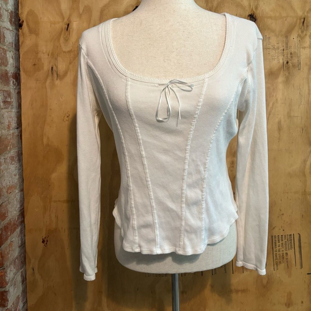 Nine West White Long Sleeve Corset Top Sz L